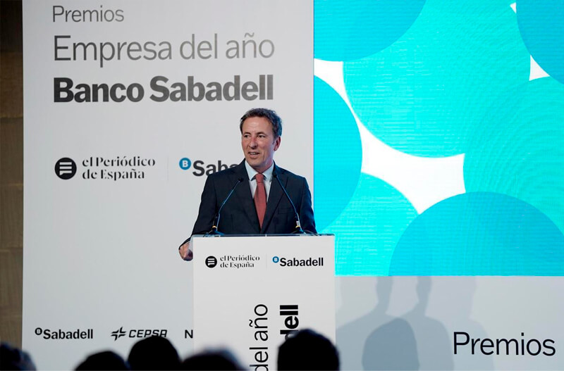 Carlos Ventura, director general y director de Banca de Empresas y Red de Banco Sabadell, durante su discurso en la gala de los Premios 'Empresa del Año Banco Sabadell' / José Luis Roca